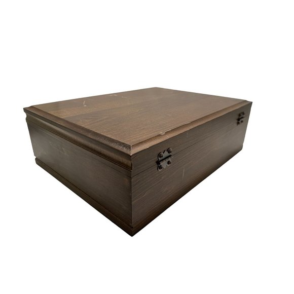 Vintage Large Wooden Silverware Chest Storage Case With Removable Utensil Caddy - Picture 8 of 10